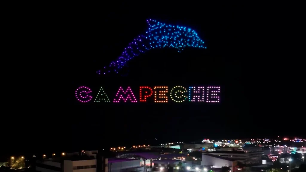Show de drones en Campeche por el aniversario del patrimonio de la humanidad