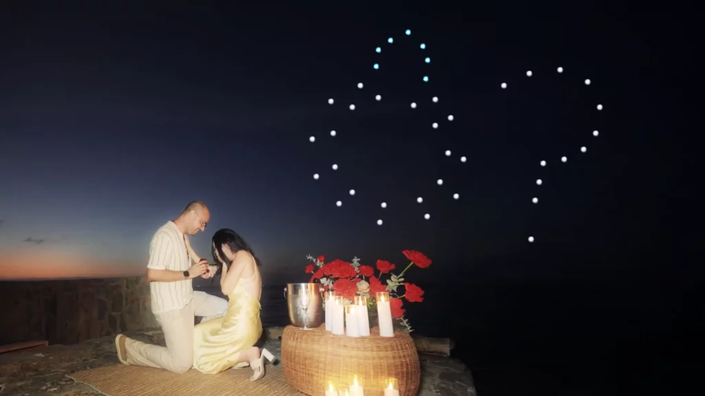 show de drones pedida de mano