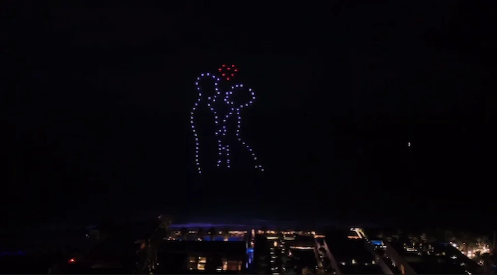 drones en show en la playa