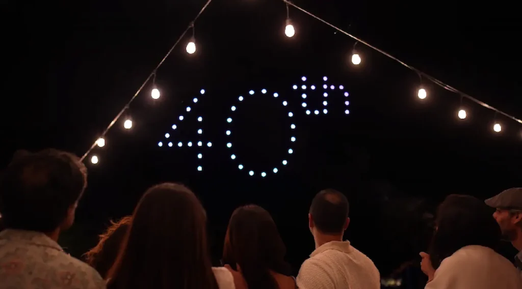 drone show in a private celebration 40 birthday