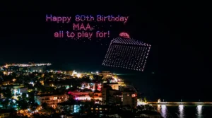happy 80th birthday drone show