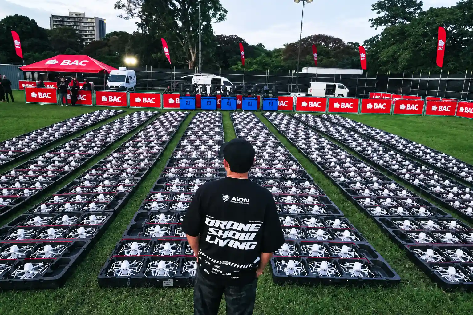 Preparativos para espectáculo de drones