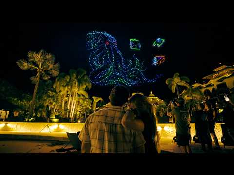 Drone light show for Bear Grylls Survival Academy with 1,000 drones